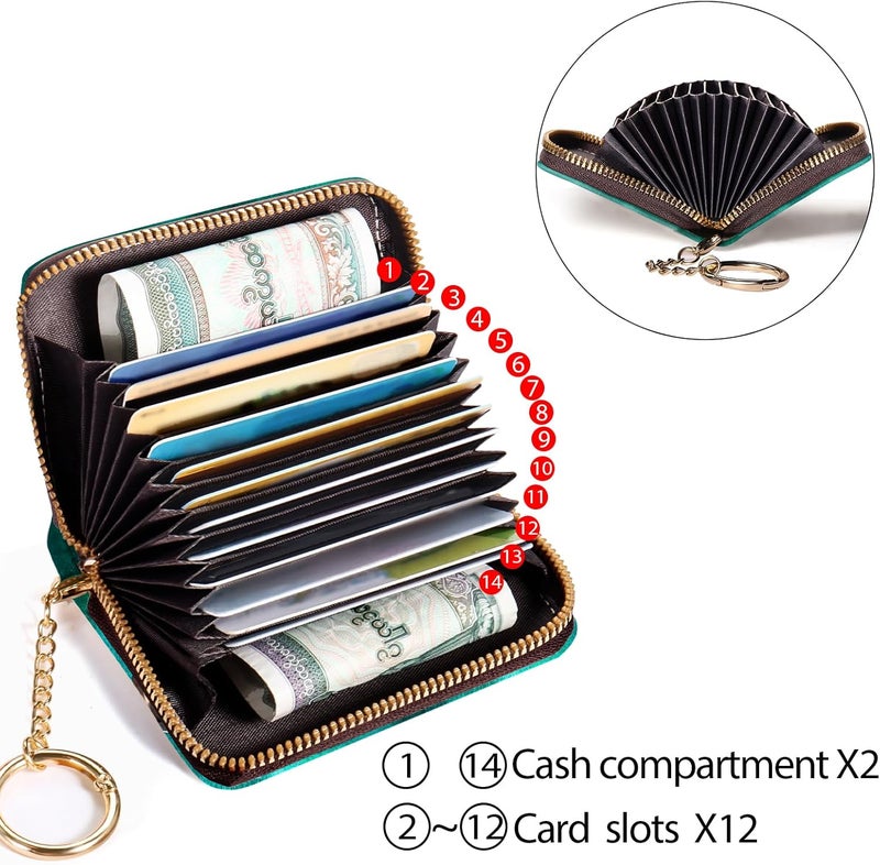 Yonlevres Credit Card Holder RFID Wallet, Small Card Holder Wallet for Women with Keychain Zipper, Funny Leather Print Credit Card Wallets Accordion Gift - Image 4